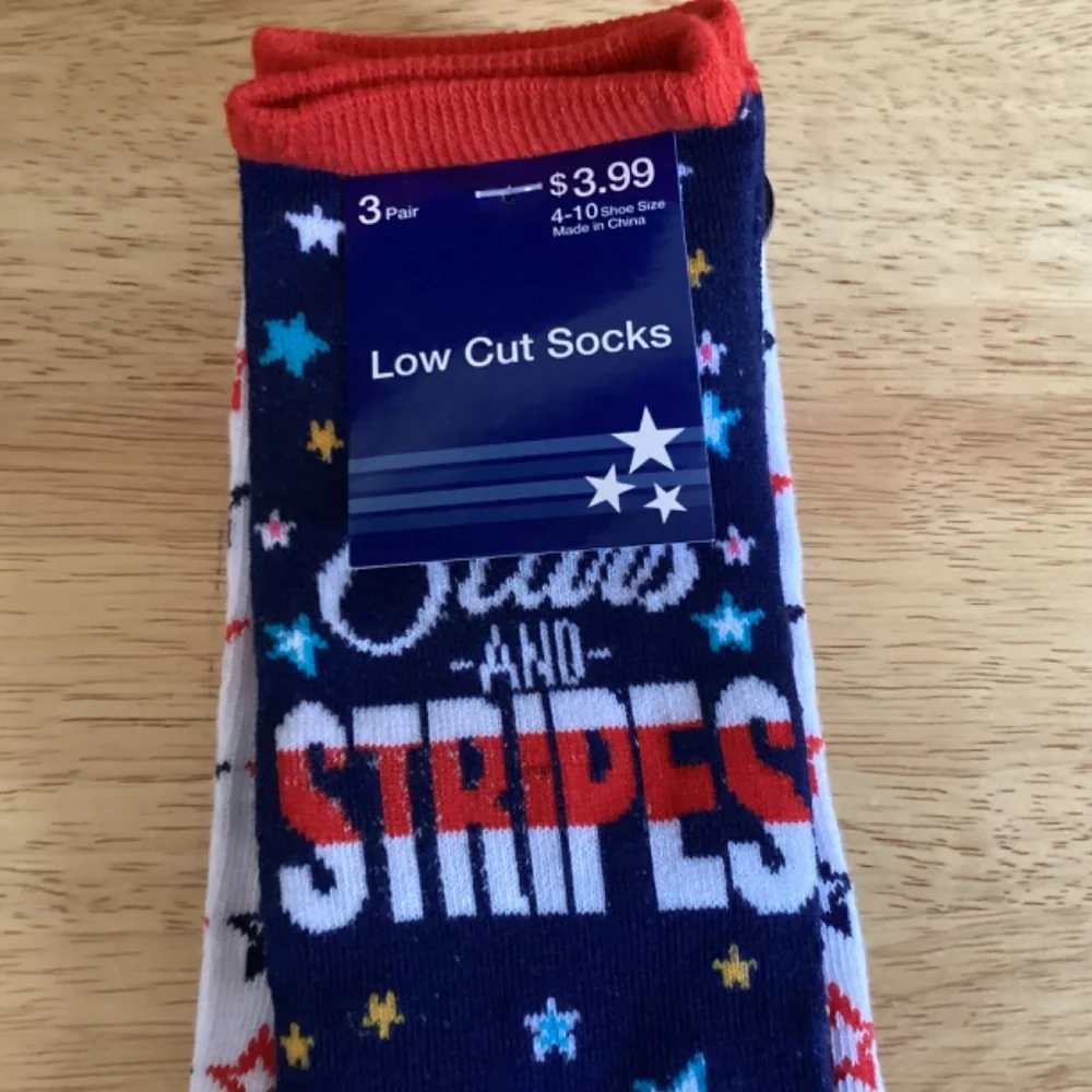 9 Pairs 4th of July Low Cut Socks Shoe Size 4-10 for sale